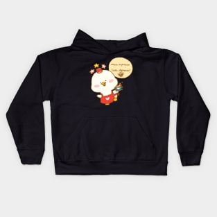 More Espresso Less Depresso Cute Duck with Coffee Kids Hoodie